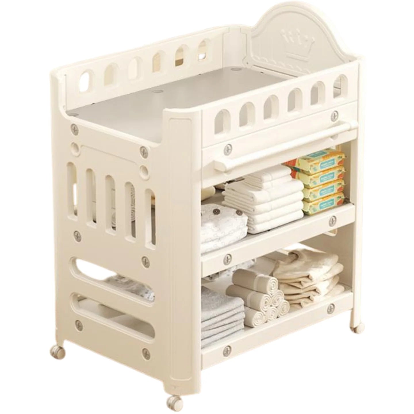 Little Angel Baby Diaper Changing Table With Wheels (Coffee).
