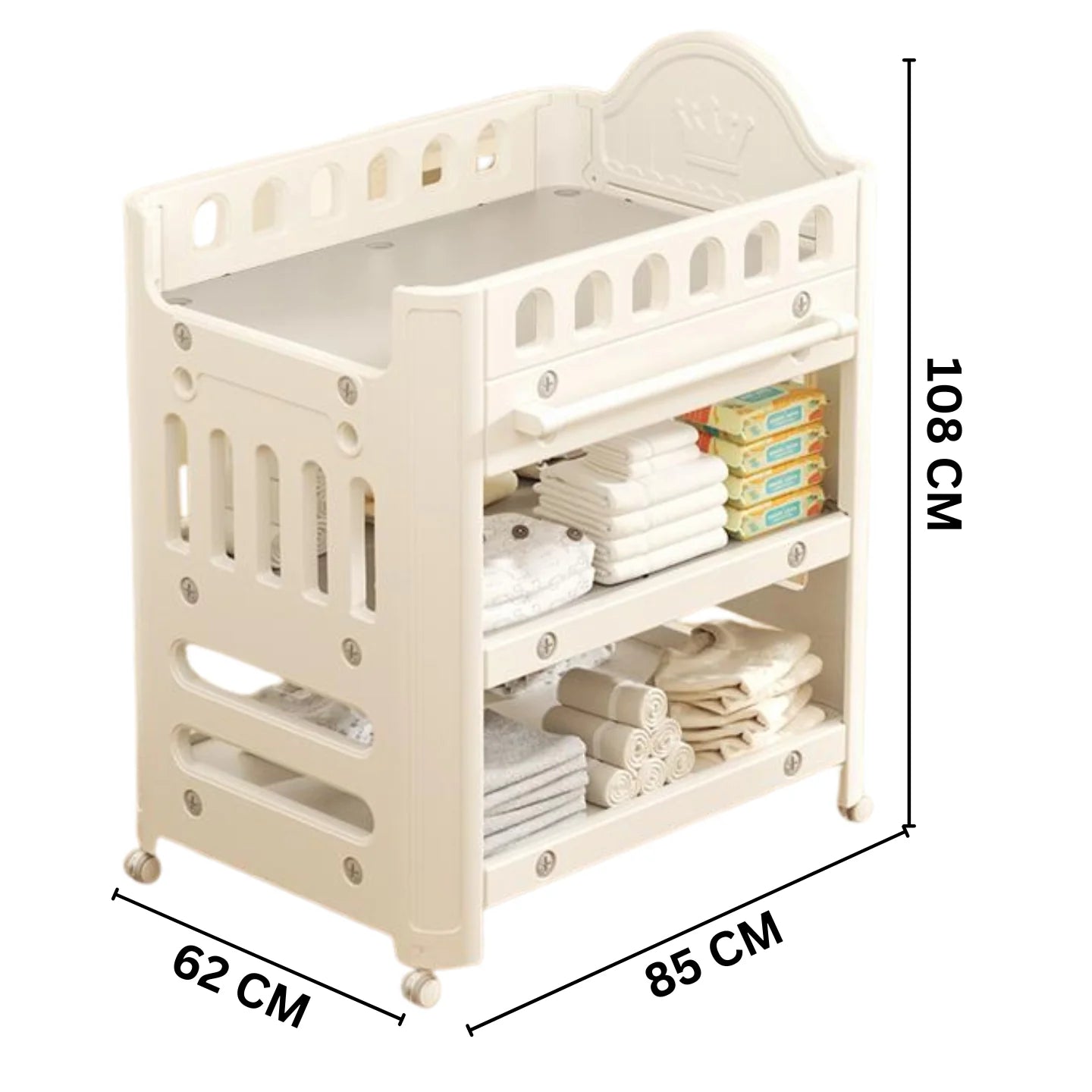Little Angel Baby Diaper Changing Table With Wheels (Coffee).