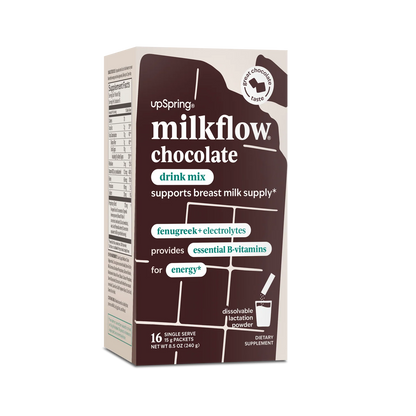 Upspring Milkflow + Energy Breastfeeding Supplement Drink Mix with Fenugreek | Chocolate Flavor, 16 Drink Mixes
