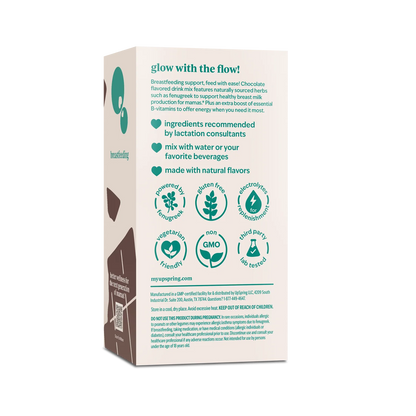 Upspring Milkflow + Energy Breastfeeding Supplement Drink Mix with Fenugreek | Chocolate Flavor, 16 Drink Mixes