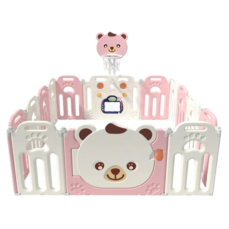 Little Angel Kids Playpen with Basketball Hoop – Pink