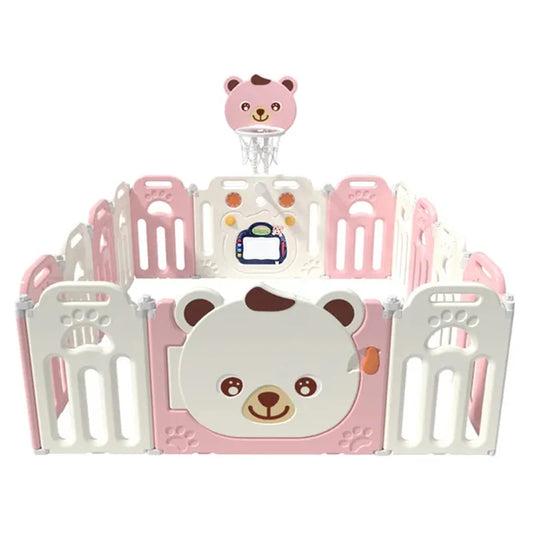 Little Angel Kids Playpen with Basketball Hoop – Pink