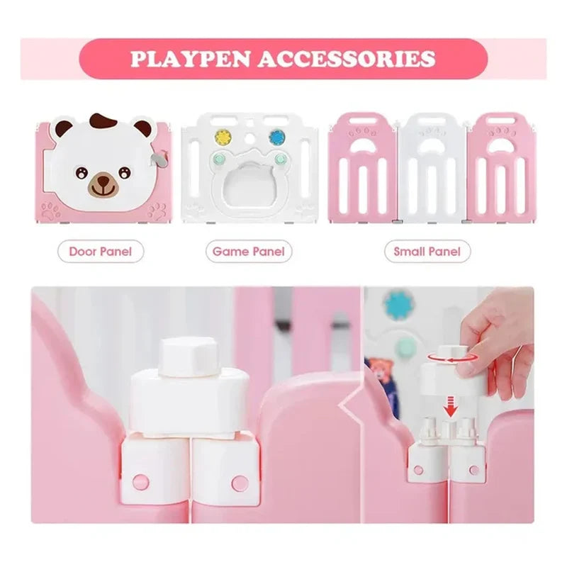 Little Angel Kids Playpen with Basketball Hoop – Pink
