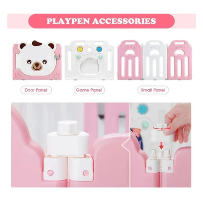 Little Angel Kids Playpen with Basketball Hoop – Pink