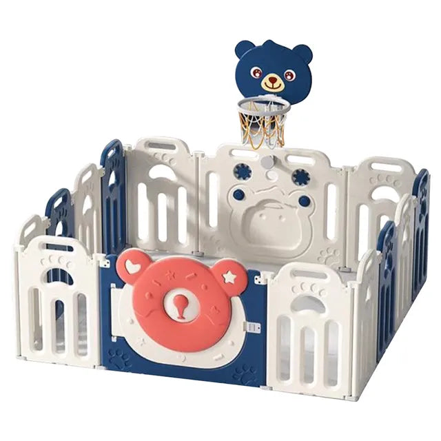 Little Angel Baby Playpen Toddler Play Yard With Hoop (Blue)