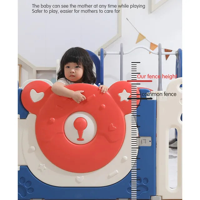 Little Angel Baby Playpen Toddler Play Yard With Hoop (Blue)