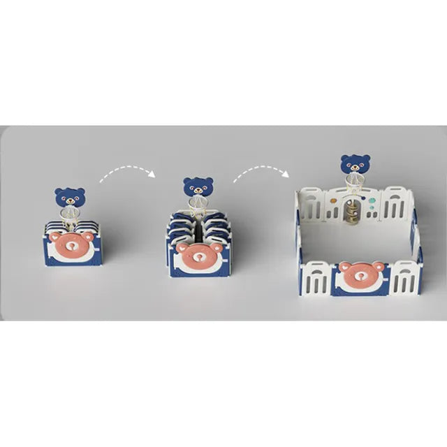 Little Angel Baby Playpen Toddler Play Yard With Hoop (Blue)