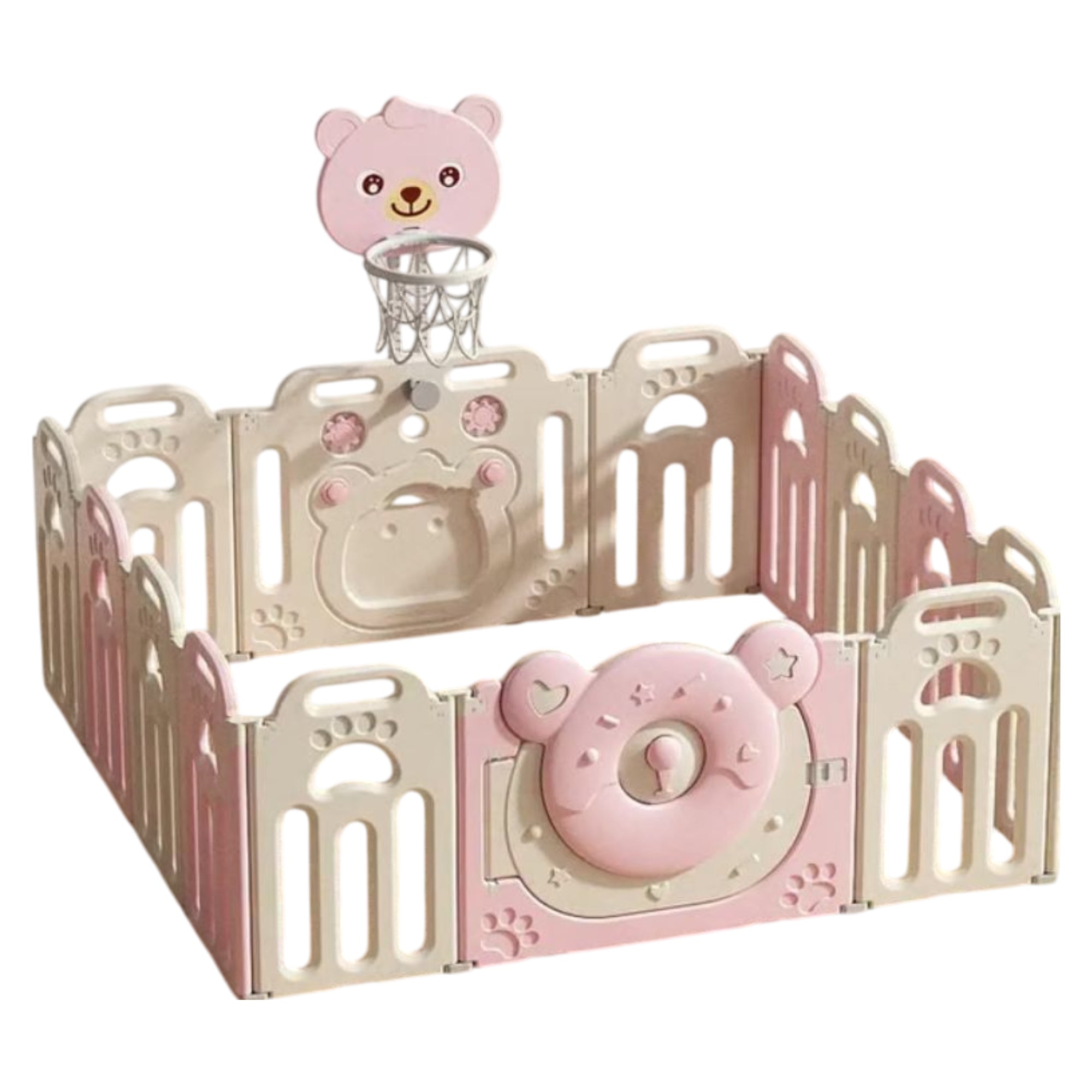 Little Angel Baby Playpen Toddler Play Yard With Hoop (Pink)