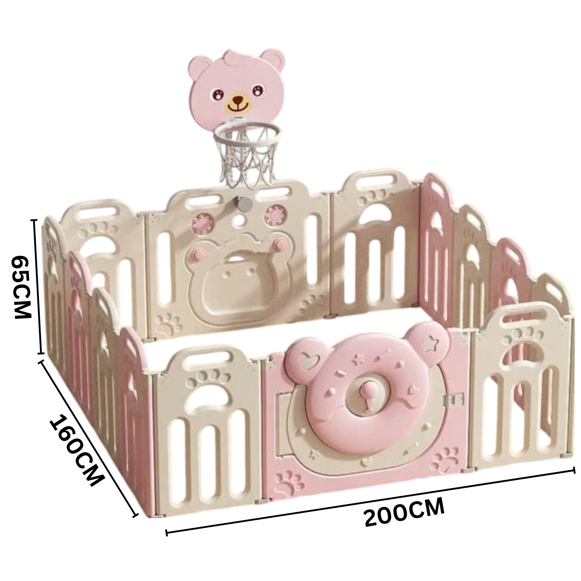 Little Angel Baby Playpen Toddler Play Yard With Hoop (Pink)