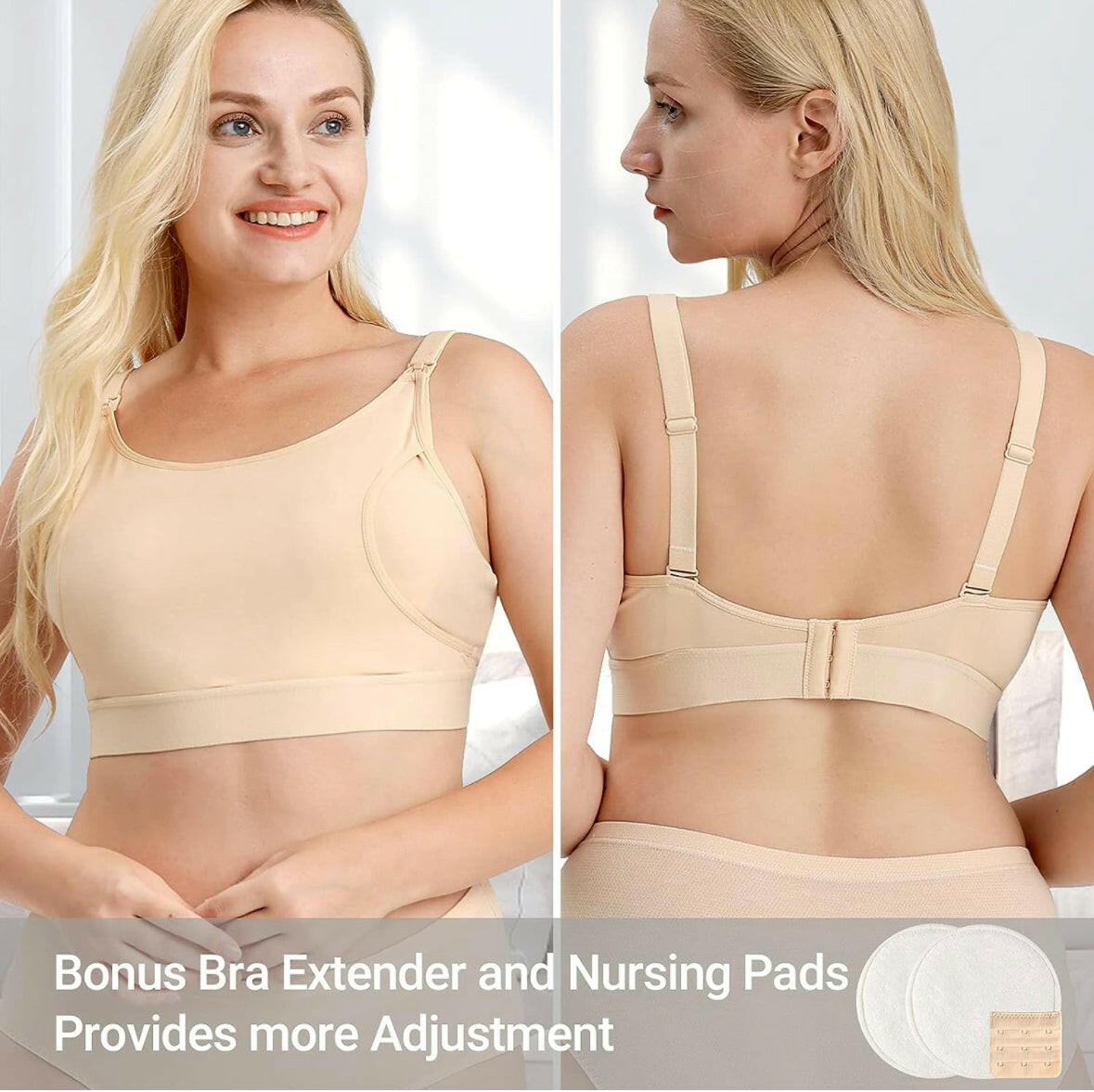 Adjustable Breast-Pumping and Breastfeeding Bra by Momcozy - Beige.