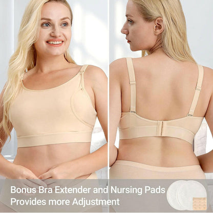 Adjustable Breast-Pumping and Breastfeeding Bra by Momcozy - Beige.