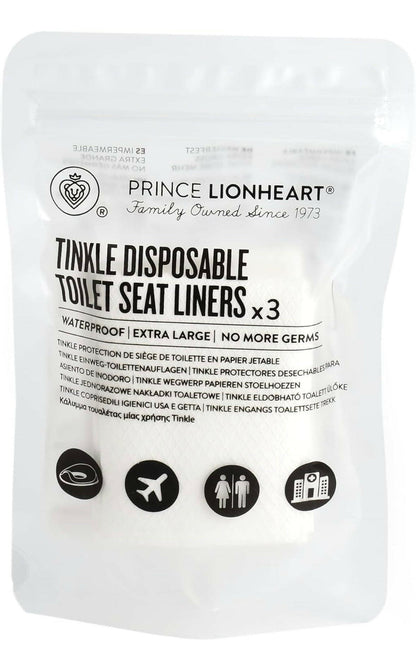 Prince Lionheart Tinkle-To-Go Disposable Toilet Seat Covers | Waterproof | Extra Large | Germ Protection | Portable | Contains 3 Pieces - White.