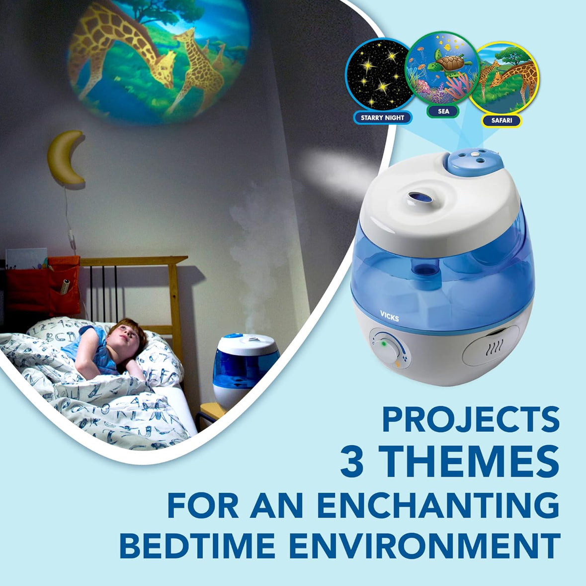 Vicks Sweet Dreams Cool Mist Humidifier with image projector