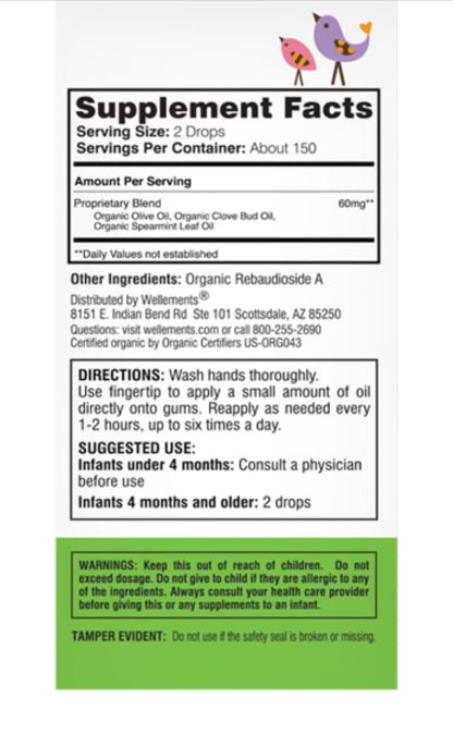 Wellements Organic Baby Tooth Oil (4 Months +)