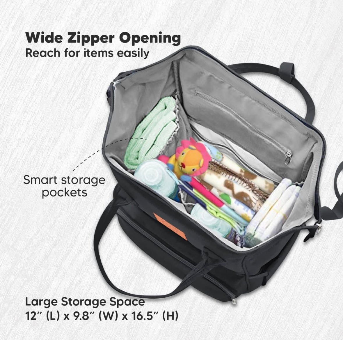 KeaBabies Diaper Bag Backpack, Waterproof Multi Function Baby Travel Bags.