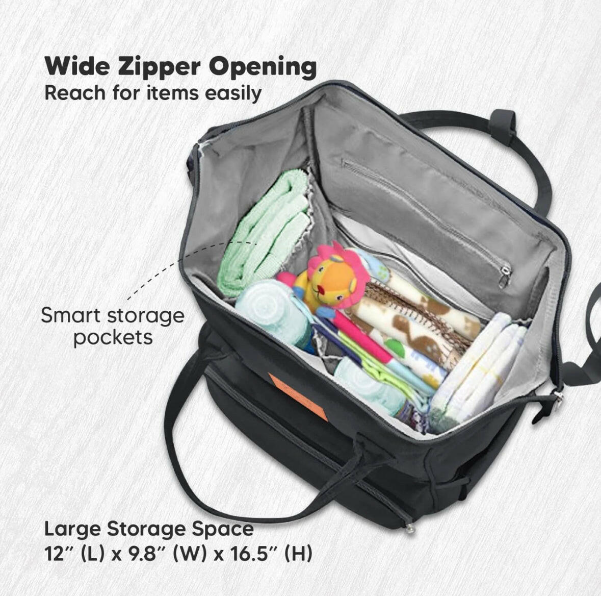 KeaBabies Diaper Bag Backpack, Waterproof Multi Function Baby Travel Bags.