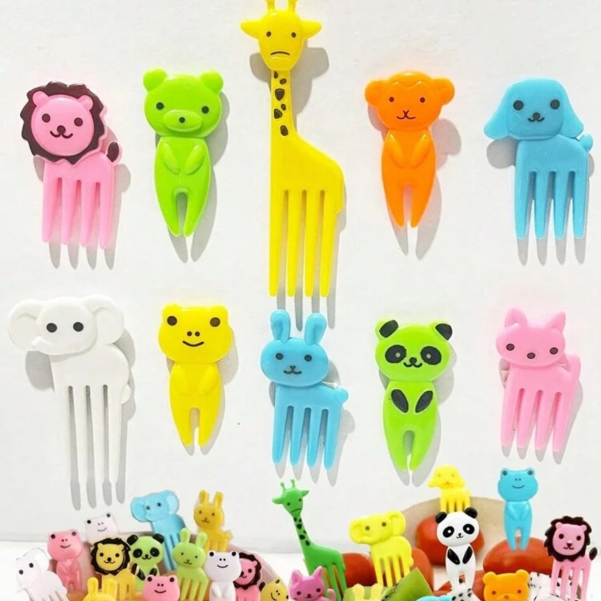 10pcs Cartoon Animal Fruit Forks