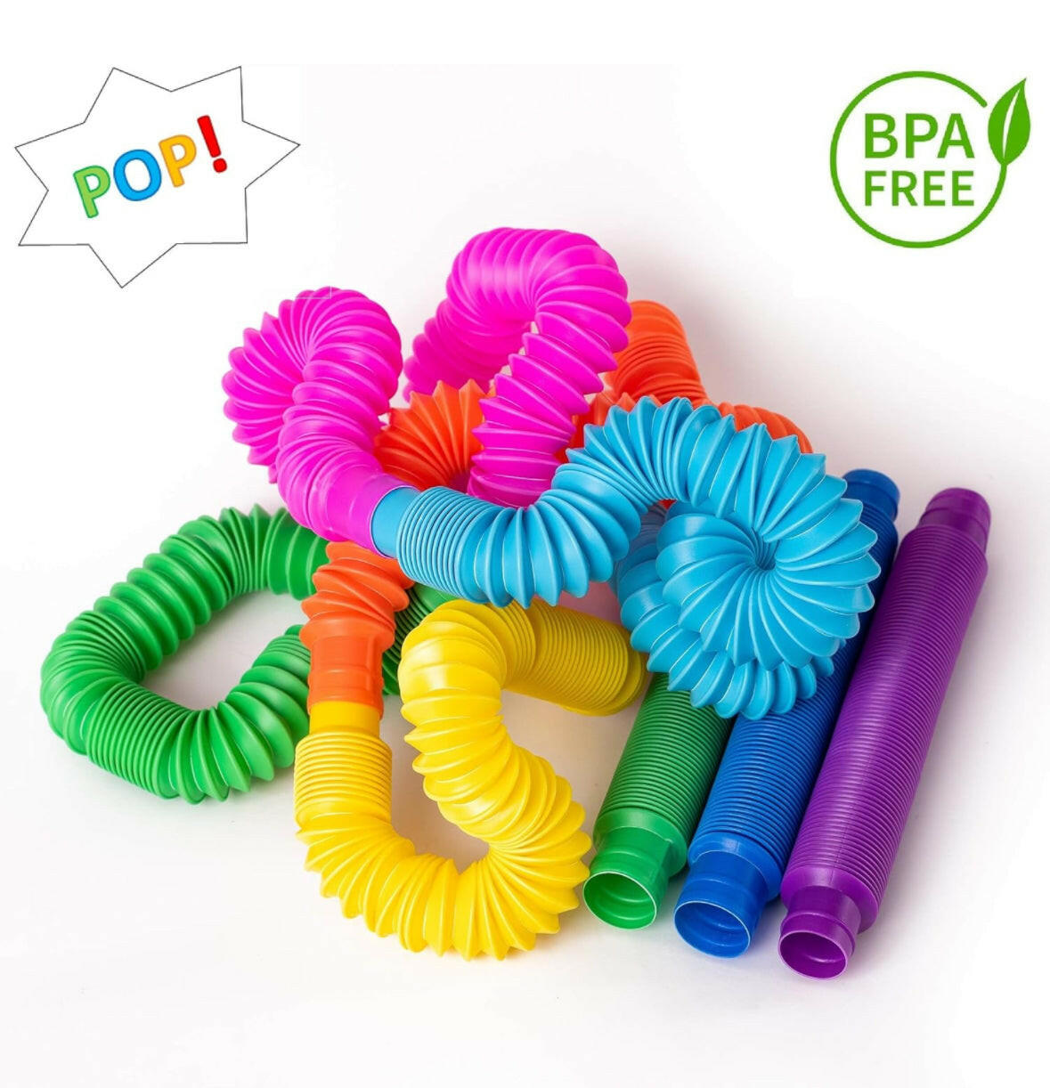 Nutty Toys 8pk Pop Tubes Sensory Toys (Large) Fine Motor Skills Learning Toddler Toy for Kids