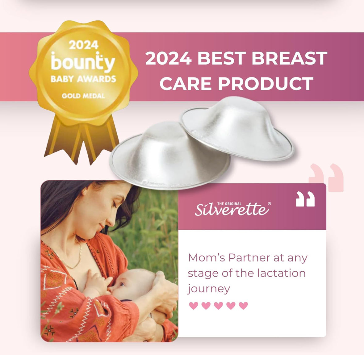 SILVERETTE Nipple Covers for Breastfeeding,with O-Feel Silicone Rings