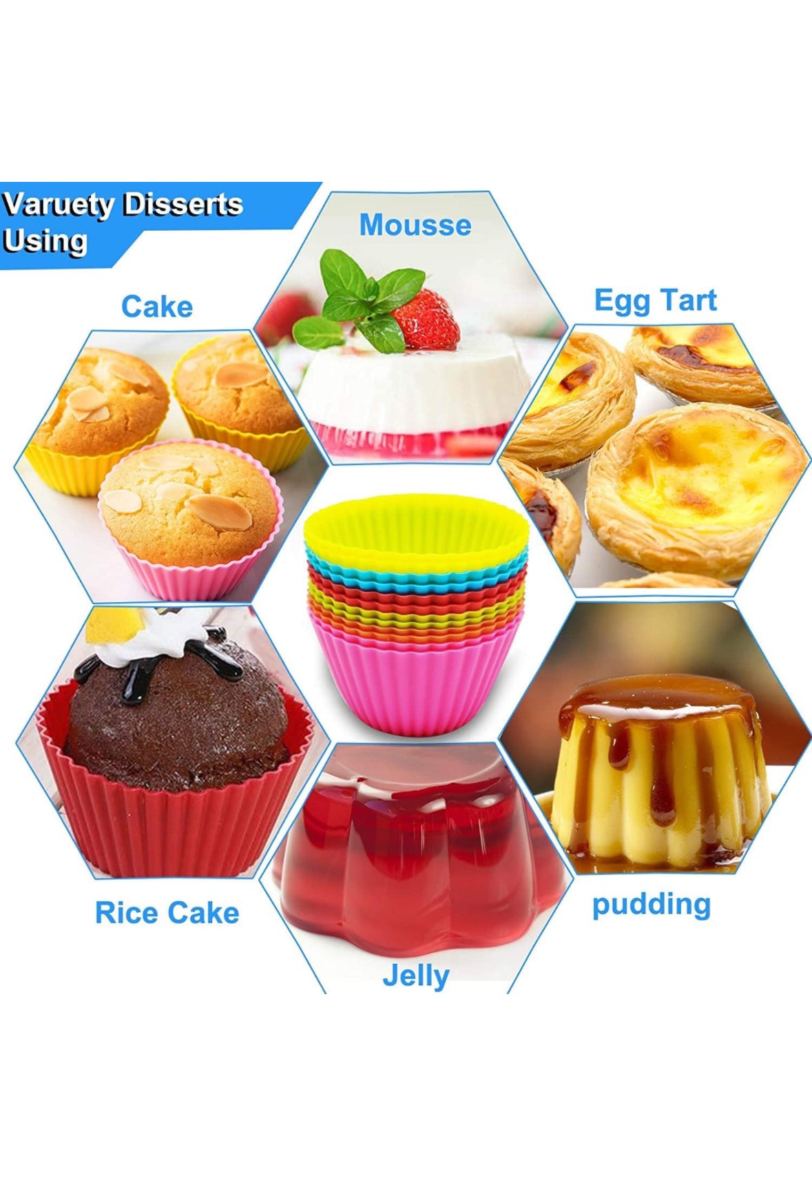 6pcs Silicone Lunch Box Divider, Muffin & Baking Cups