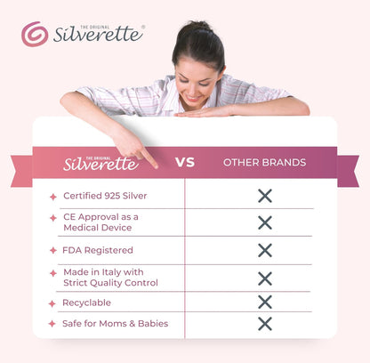 أغطية حلمات للرضاعة الطبيعية من Silverette مع حلقات من السيليكون O-Feel