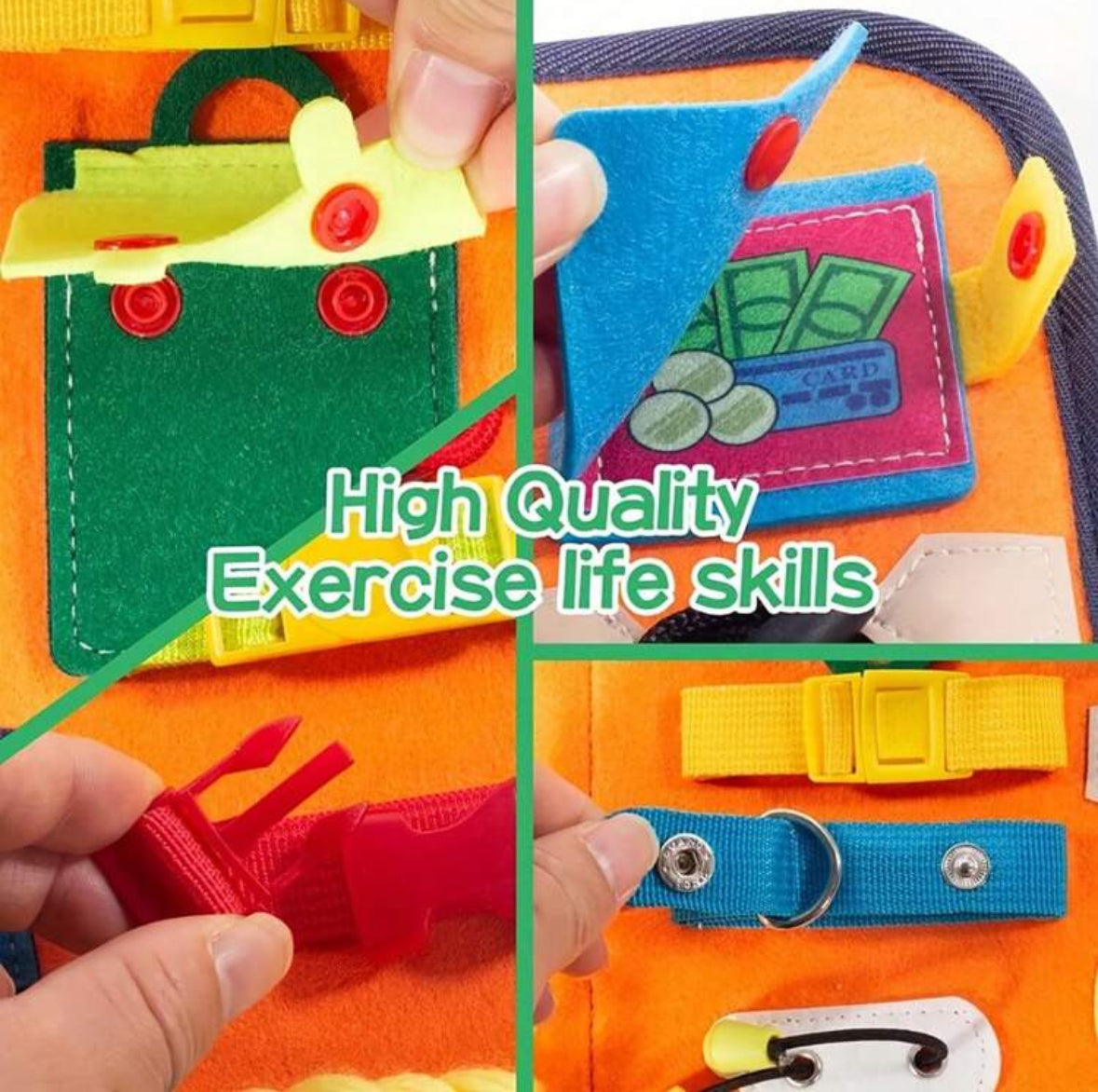 Montessori Busy Board – Sensory and Motor Skill Development Toy