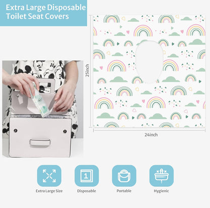Blissful Diary 20 Pcs Toilet Seat Covers Disposable for Toddlers & Adults, Extra Large Waterproof, Portable Package for Travel, Kids Potty Training