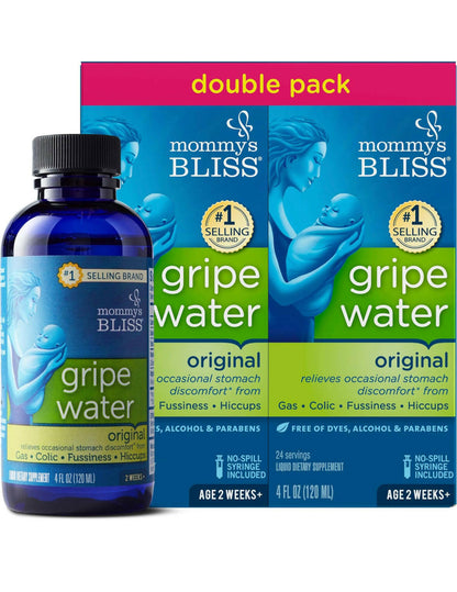Mommy's Bliss Original Gripe Water, Infant Gas and Colic Relief, Gentle & Safe, 2 Weeks+, 4 Fl Oz (Pack of 2).