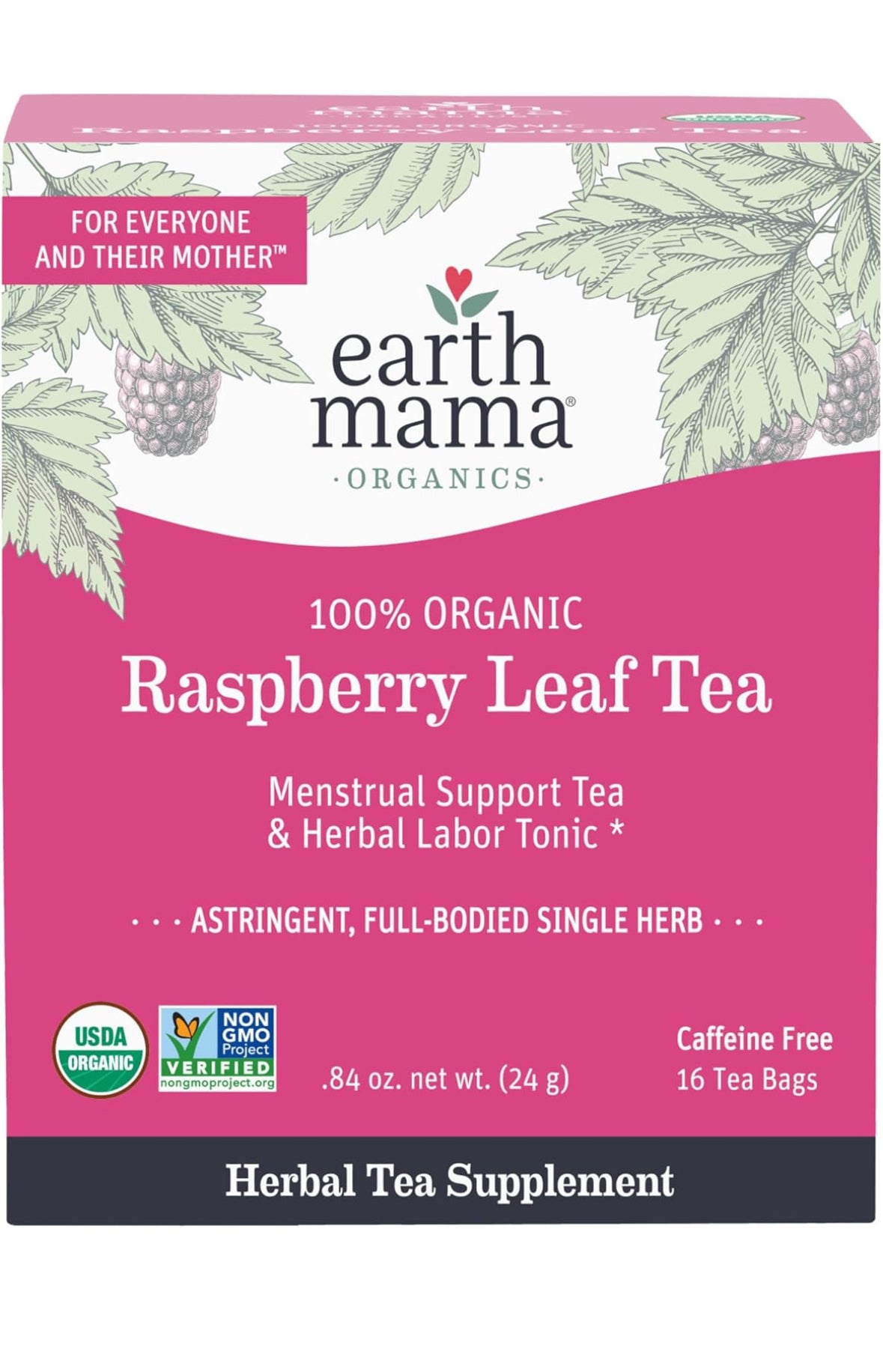 Earth Mama Organic Raspberry Leaf Tea Bags ,Red Raspberry Leaf Tea for Pregnancy & Postpartum Care Recovery