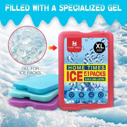 Slim Reusable Ice Packs – Quick Freeze, Space-Saving for Lunch Boxes & Coolers - Pack of 4