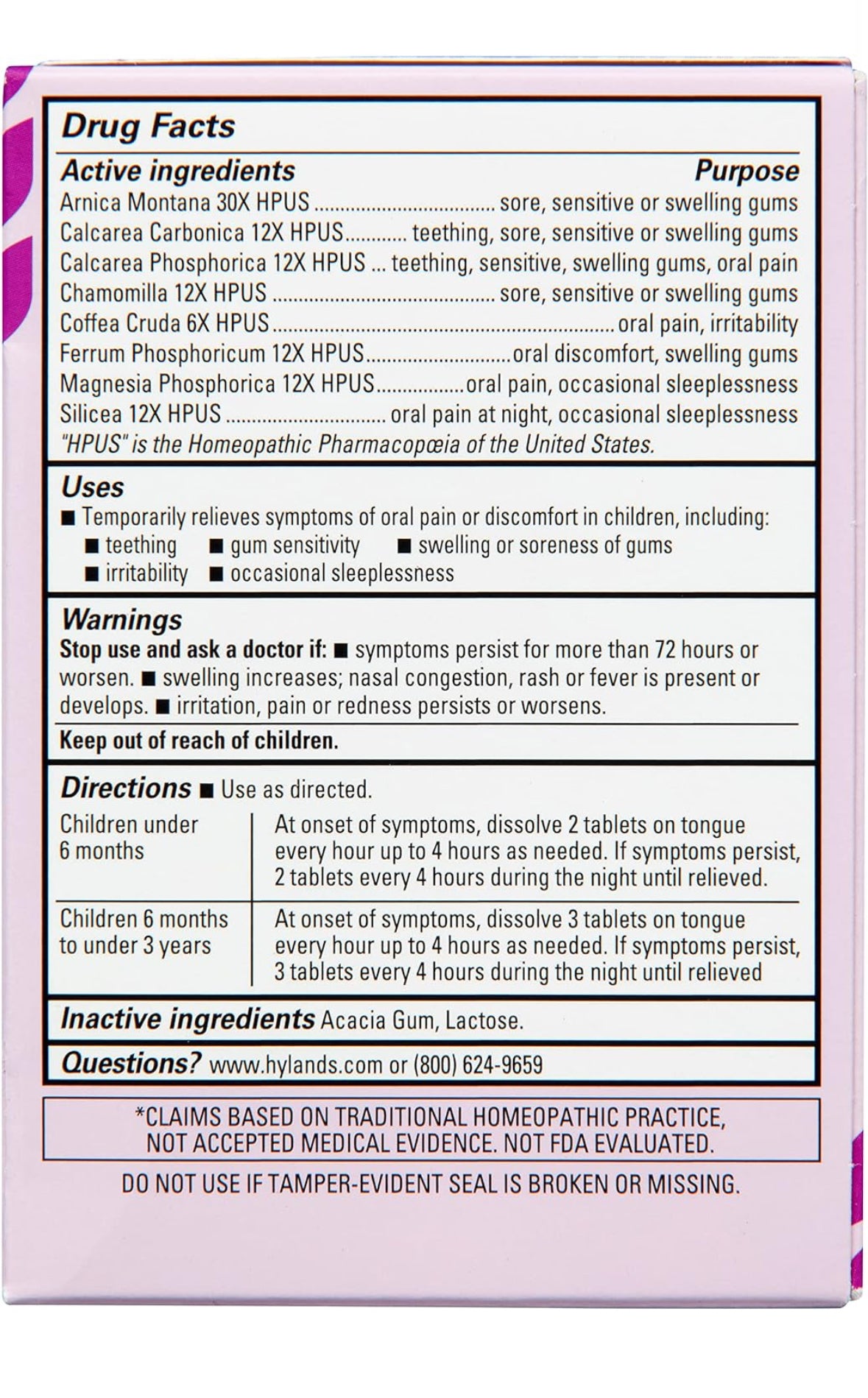 Hyland's Baby Nighttime Soothing Tablets with Chamomilla, Natural Relief of Oral Discomfort, Irritability, and Swelling, 125 Count