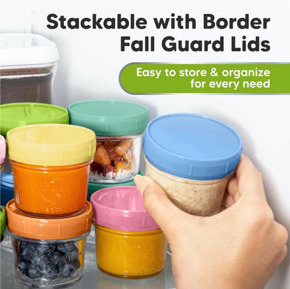 KeaBabies 12-Pack Glass Baby Food Containers - 4 oz Leak-Proof.