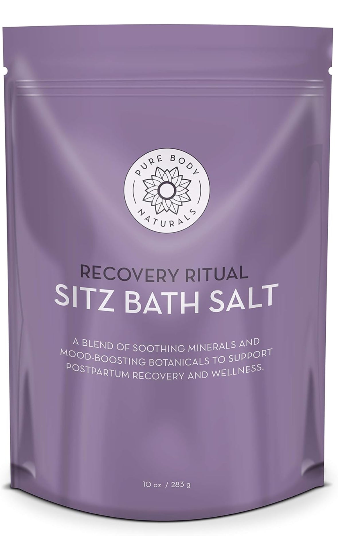 Pure Body Naturals Sitz Bath Salt – Postpartum Care and Hemorrhoid Treatment – Natural Soak for Self Care and Hemmoroid Treatment - Post Partum Essentials, 10 Oz