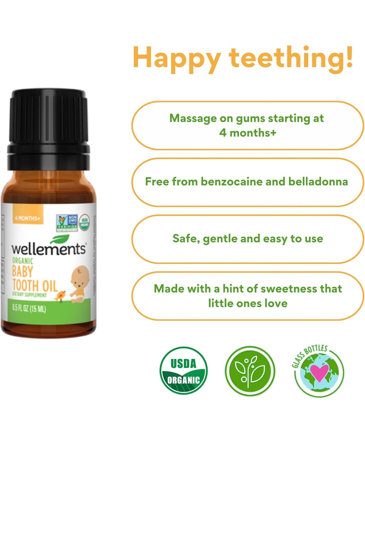 Wellements Organic Baby Tooth Oil (4 Months +)