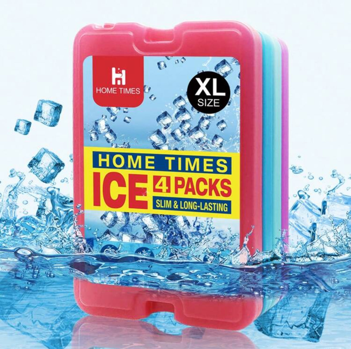 Slim Reusable Ice Packs – Quick Freeze, Space-Saving for Lunch Boxes & Coolers - Pack of 4