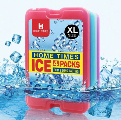 Slim Reusable Ice Packs – Quick Freeze, Space-Saving for Lunch Boxes & Coolers - Pack of 4