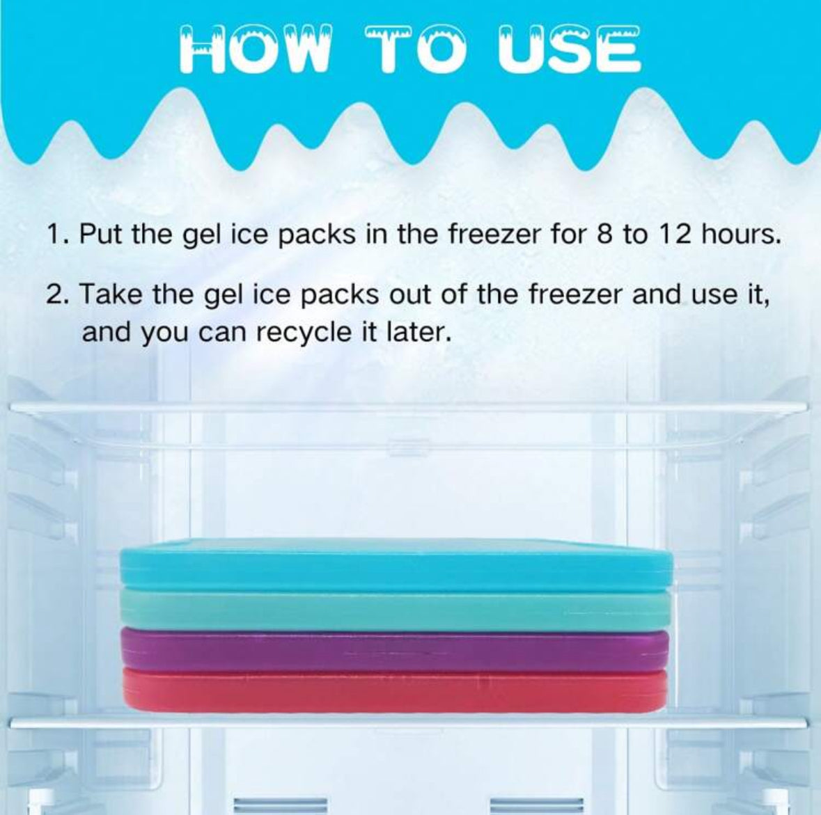 Slim Reusable Ice Packs – Quick Freeze, Space-Saving for Lunch Boxes & Coolers - Pack of 4