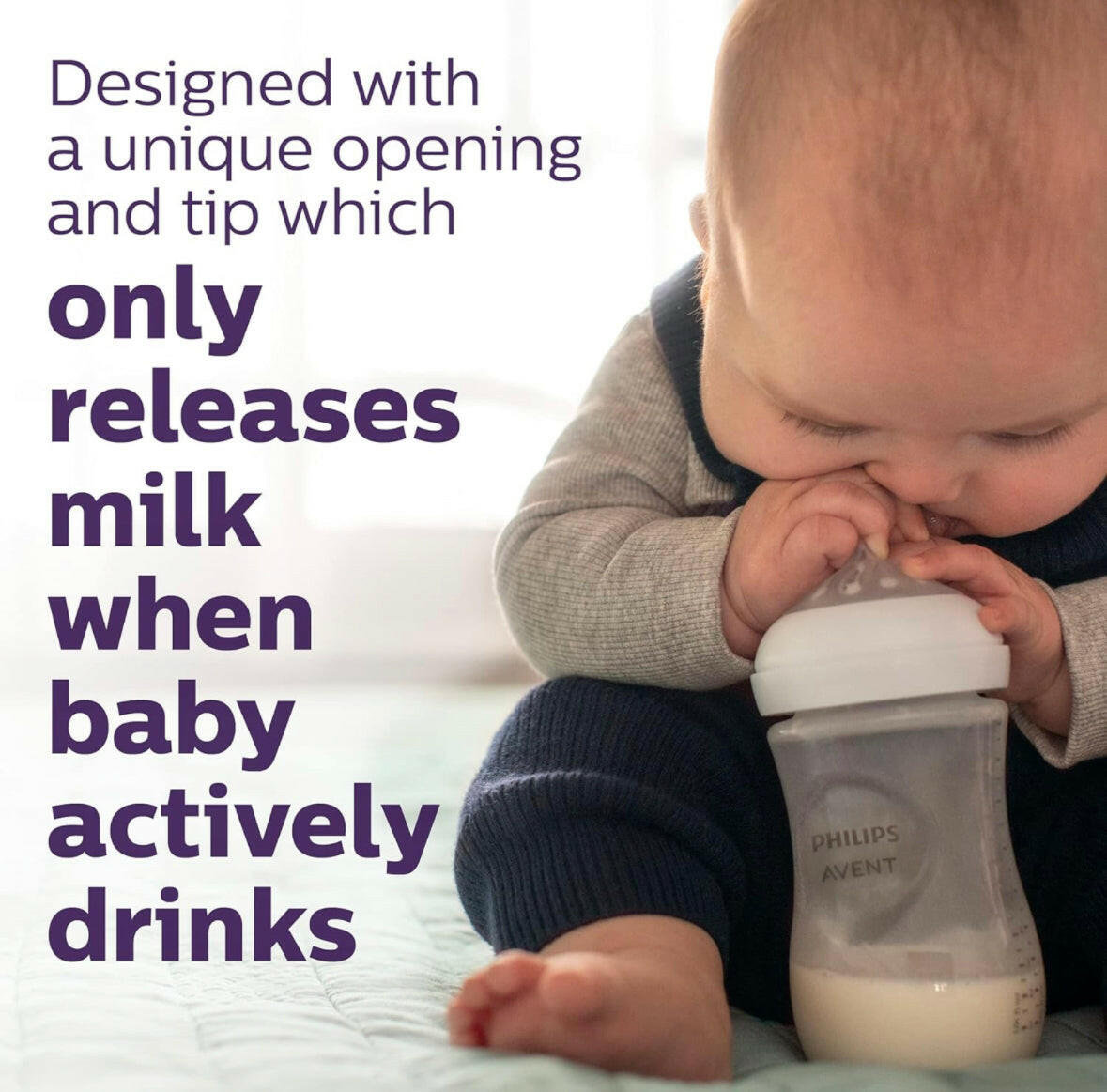 Philips AVENT Glass Natural Baby Bottle with Natural Response Nipple, Clear, 8oz, 4pk.