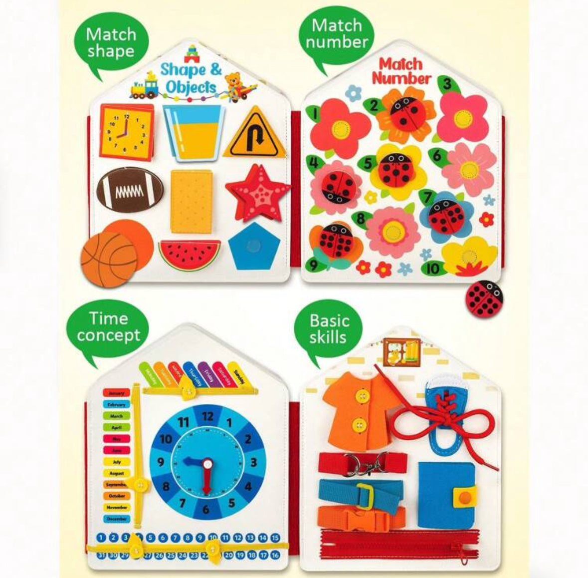 Felt Montessori Busy Book – Educational Sensory Toy for Toddlers