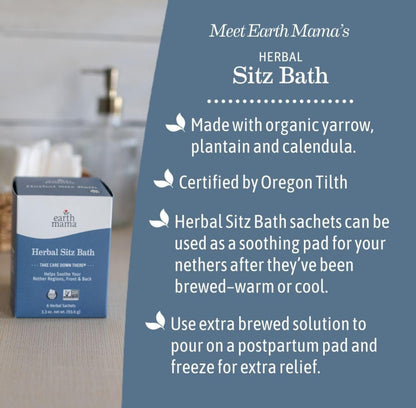 Earth Mama Herbal Sitz Bath - Soothing Sitz Bath for Hemorrhoids (6-Count)