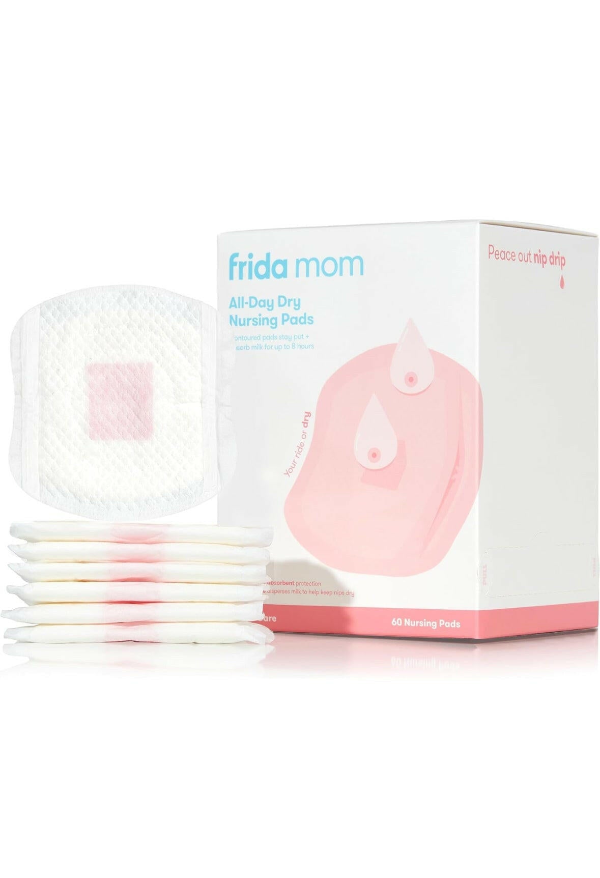 Frida Mom All-Day Dry Disposable Nursing Pads - Soft and Ultra-Absorbent Breast Pads, Breastfeeding Essentials for Moms, 60 Count