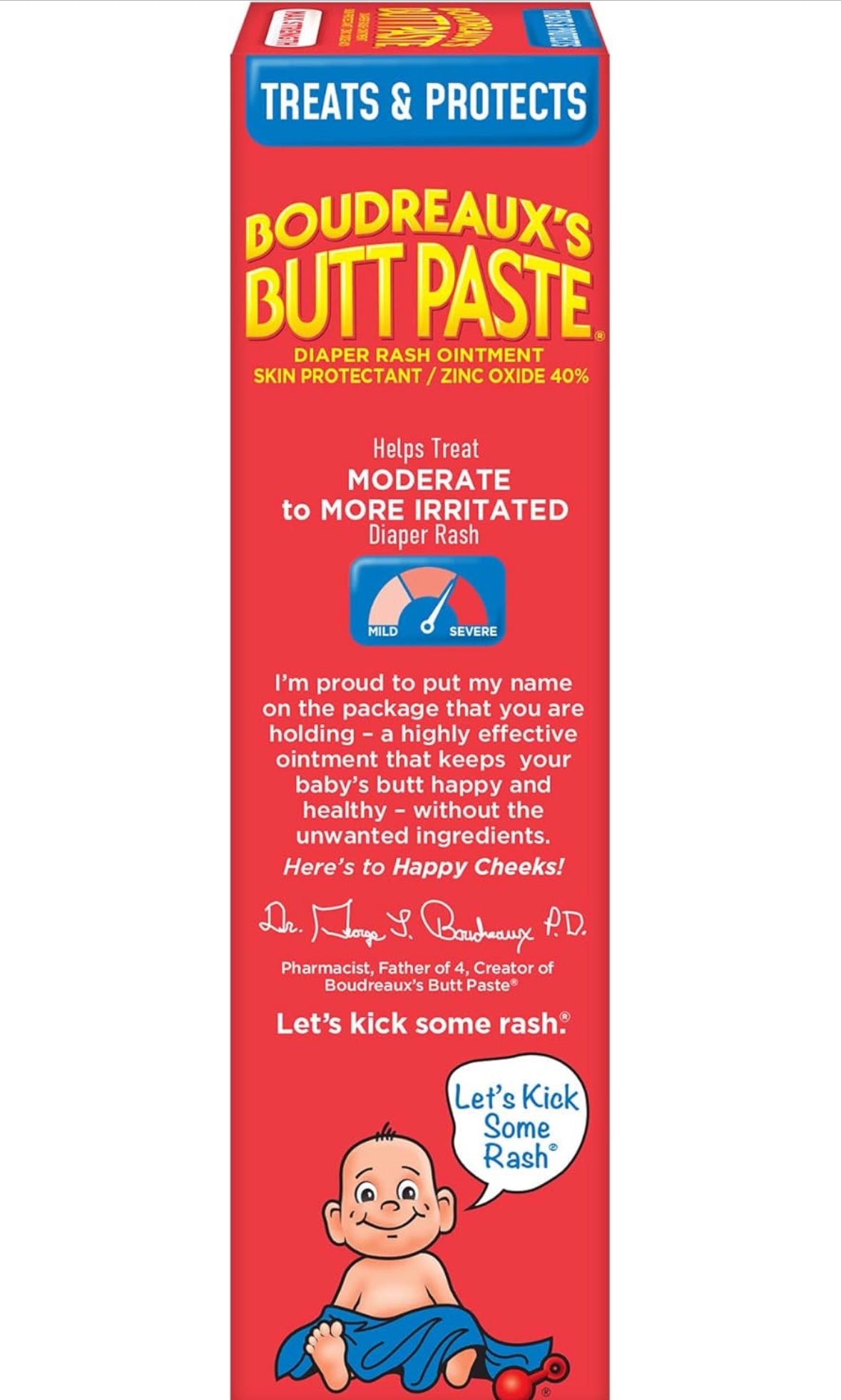 Boudreaux's Butt Paste Maximum Strength Diaper Rash Cream, Ointment for Baby (4oz)