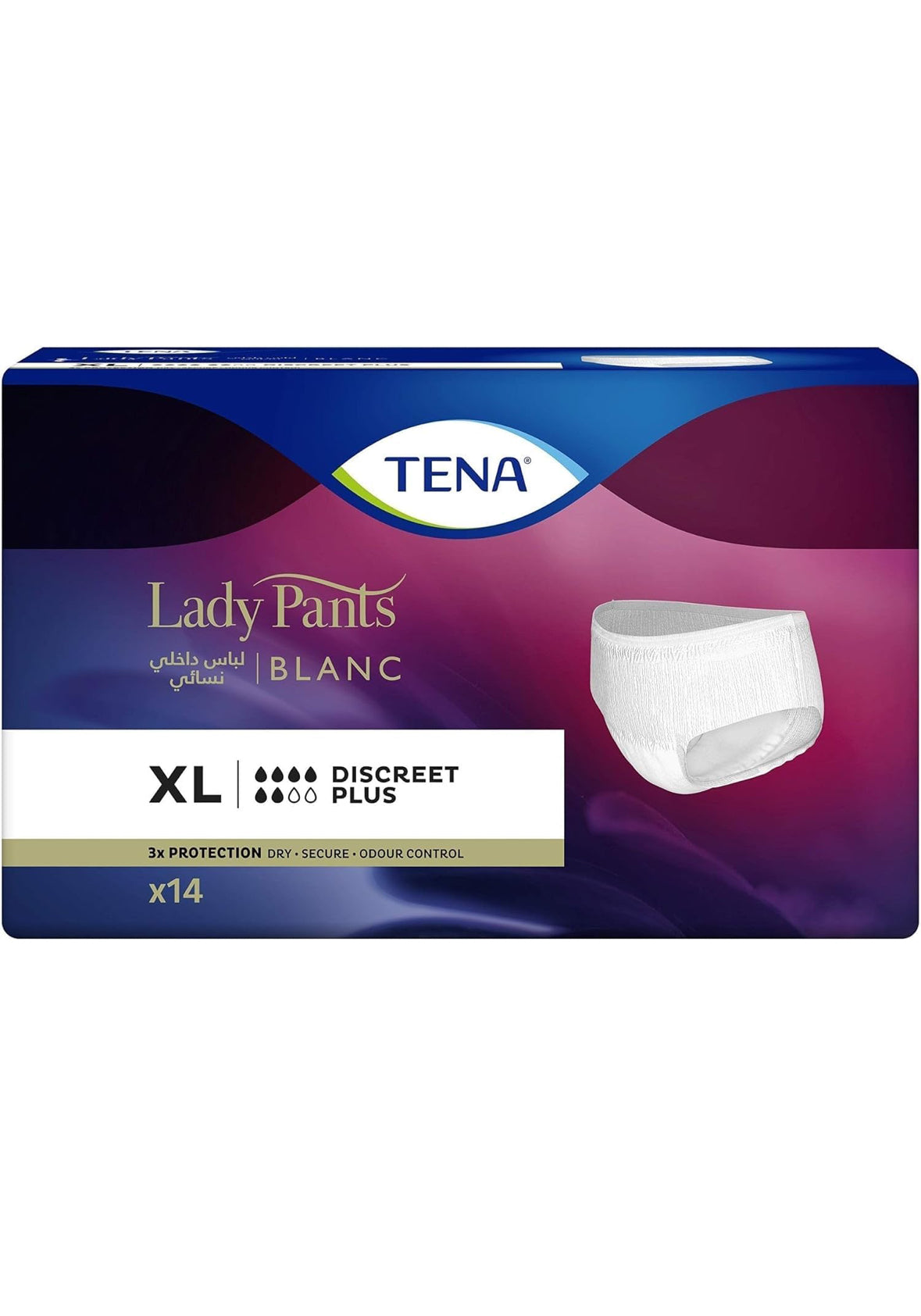 Tena Lady Pants, Disceet Plus, X-Large, white, 14 Count