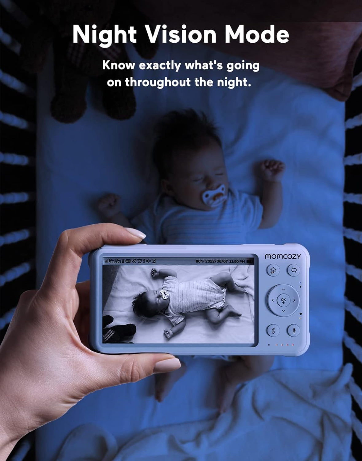 جهاز مراقبة الأطفال بالفيديو من Momcozy، بدقة 1080 بكسل مقاس 5 بوصات عالية الدقة مع كاميرا وصوت