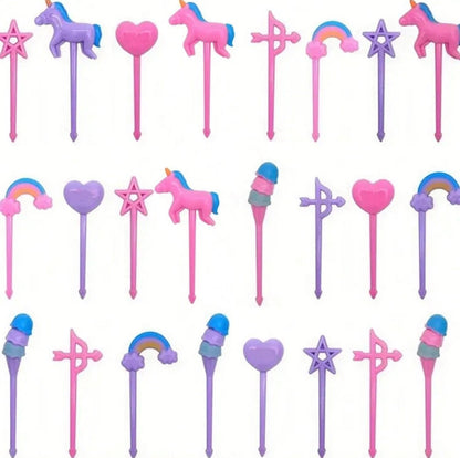 24pcs Color Unicorn Lunch Box Food Picks