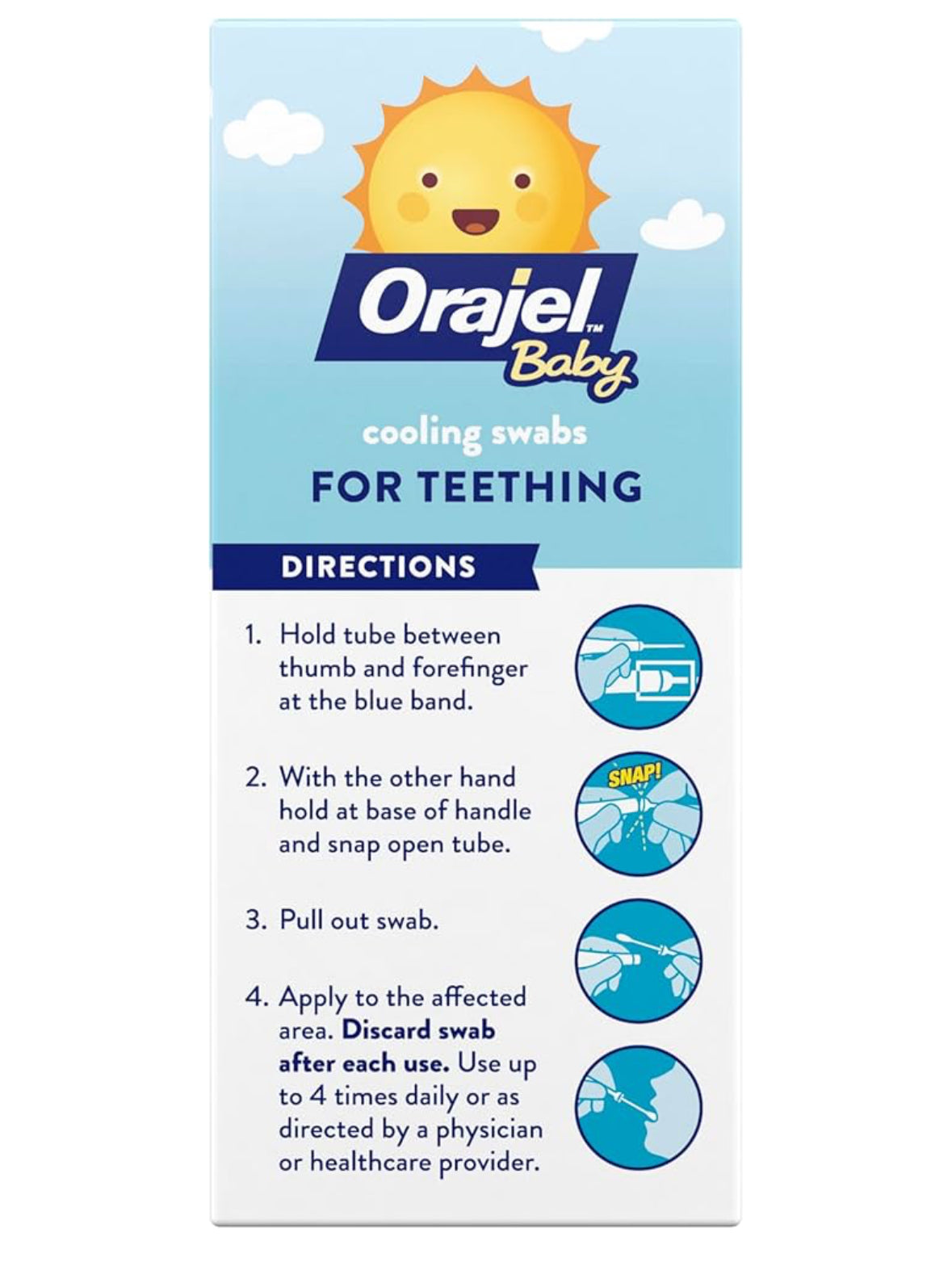 Orajel Baby Daytime Cooling Swabs for Teething Pediatrician Recommended Brand for Teething (12 Swabs)