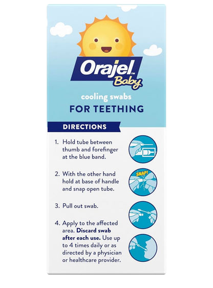 Orajel Baby Daytime Cooling Swabs for Teething Pediatrician Recommended Brand for Teething (12 Swabs)