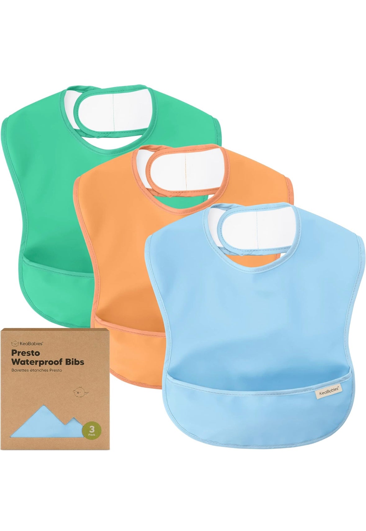 3-Pack Waterproof Baby Bibs for Eating - Lightweight Toddler Bibs.