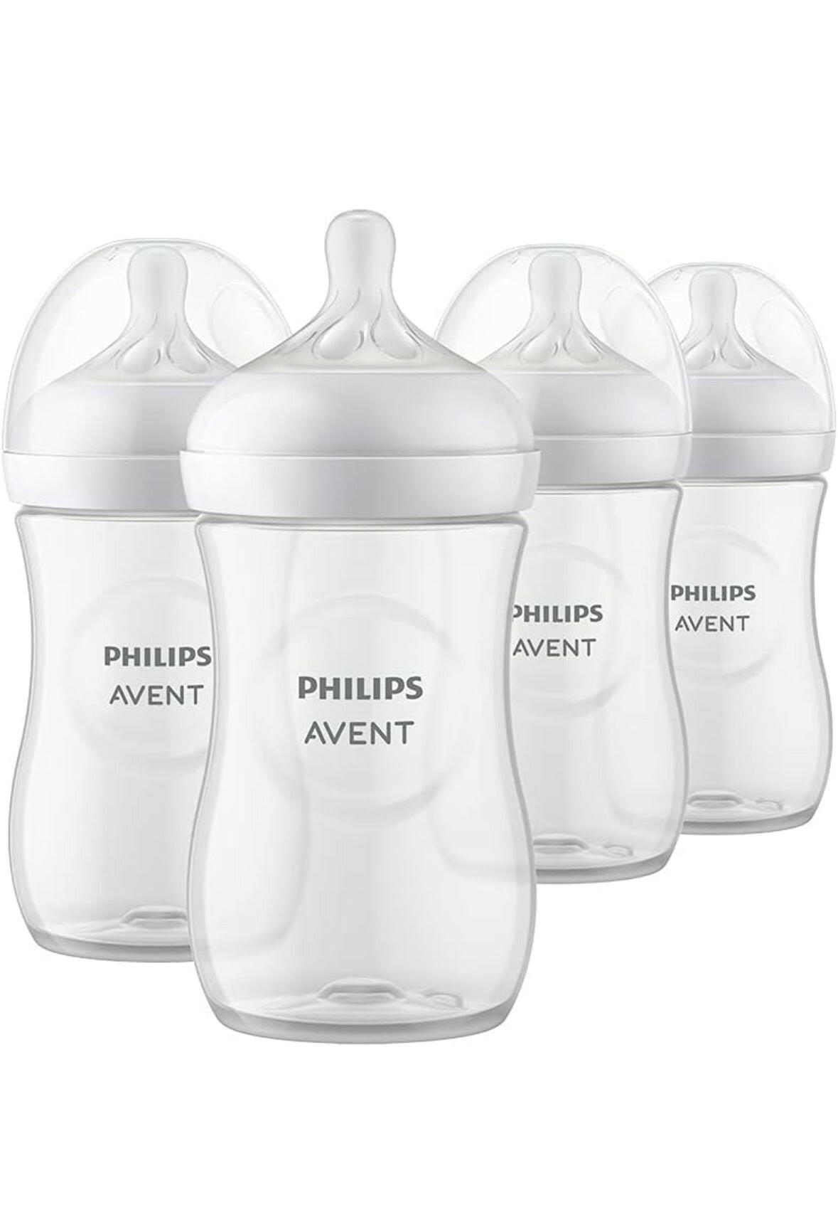 زجاجة فيليبس أفينت الطبيعية للأطفال مع حلمة الاستجابة الطبيعية، شفافة، 9 أونصة، 4 قطع