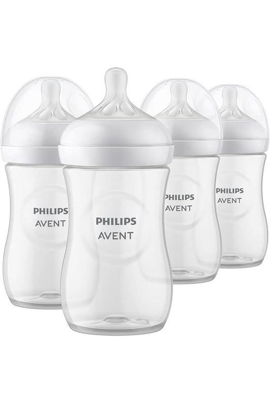 Philips AVENT Natural Baby Bottle with Natural Response Nipple, Clear, 9oz, 4pk.